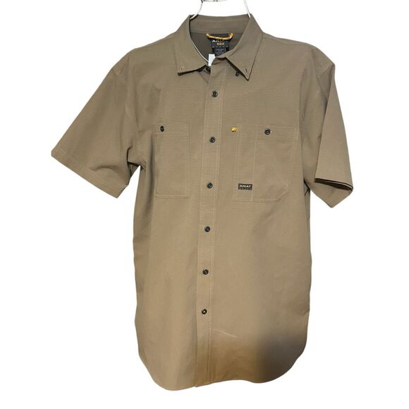 NEW WITHOUT TAGS MEN Ariat Khaki Rebar Made Tough 360 AirFlow Work Shirt RETAILS - Picture 1 of 11